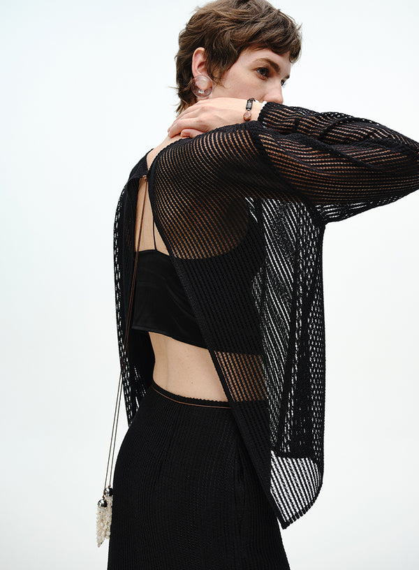 Sheer Ribbed Cover-Up Top