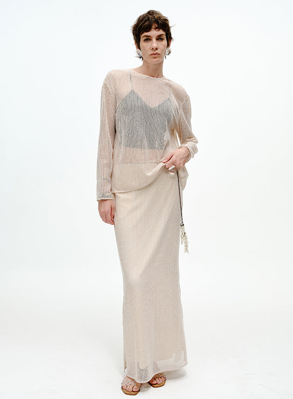 Sheer Ribbed Cover-Up Top