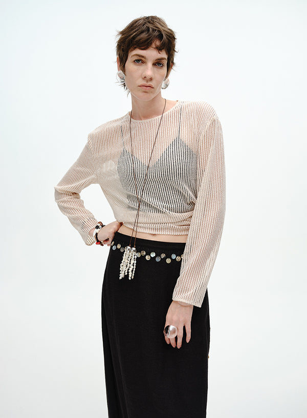 Sheer Ribbed Cover-Up Top