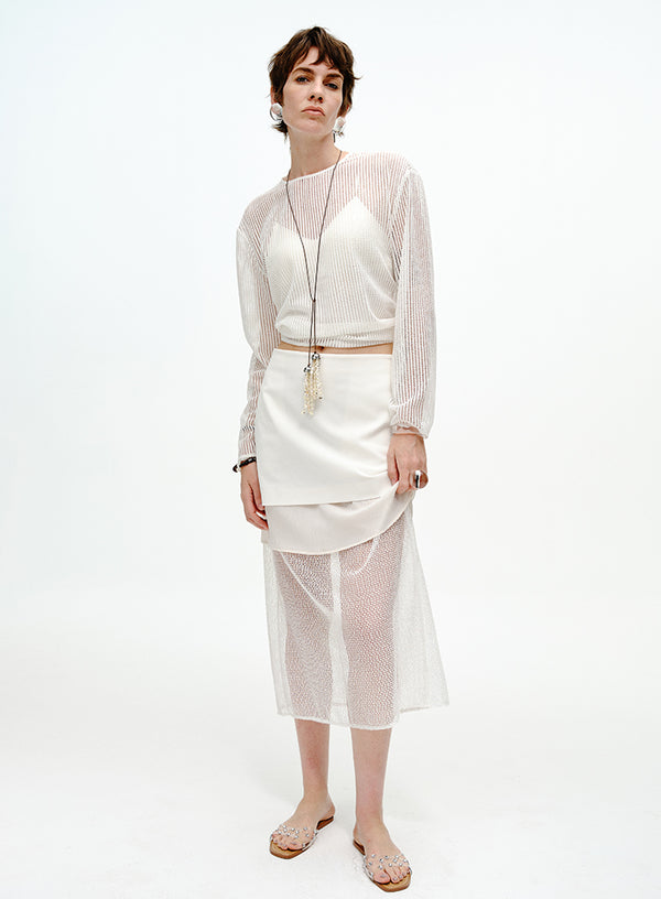 Sheer Ribbed Cover-Up Top