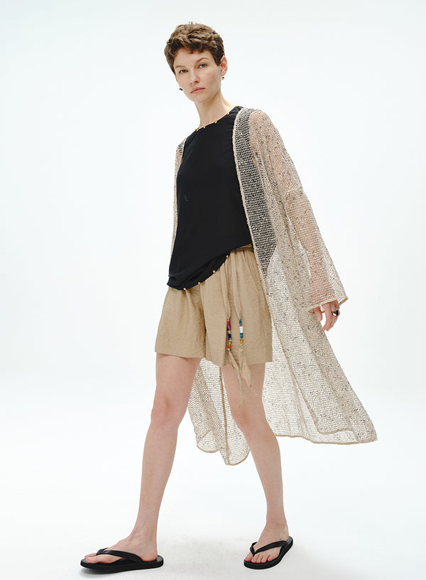Hulstrikket cardigan i hør