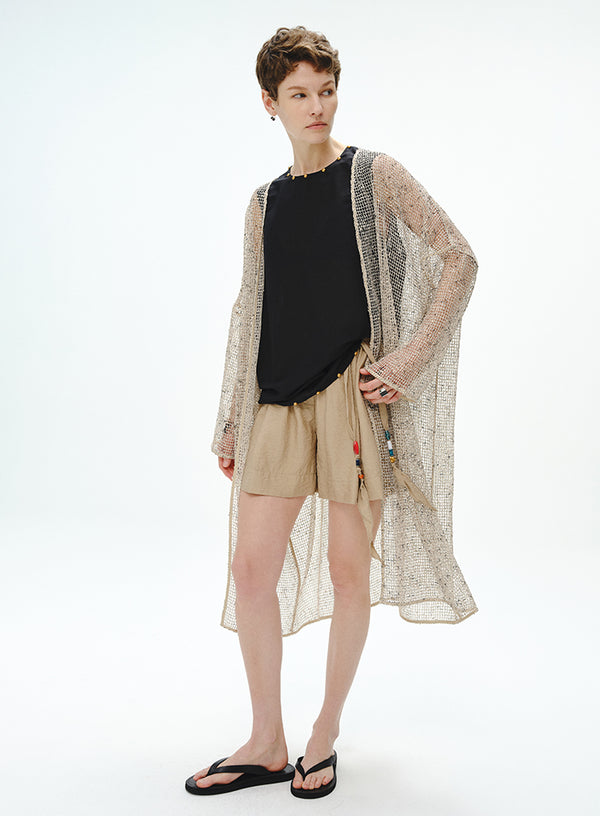 Hulstrikket cardigan i hør