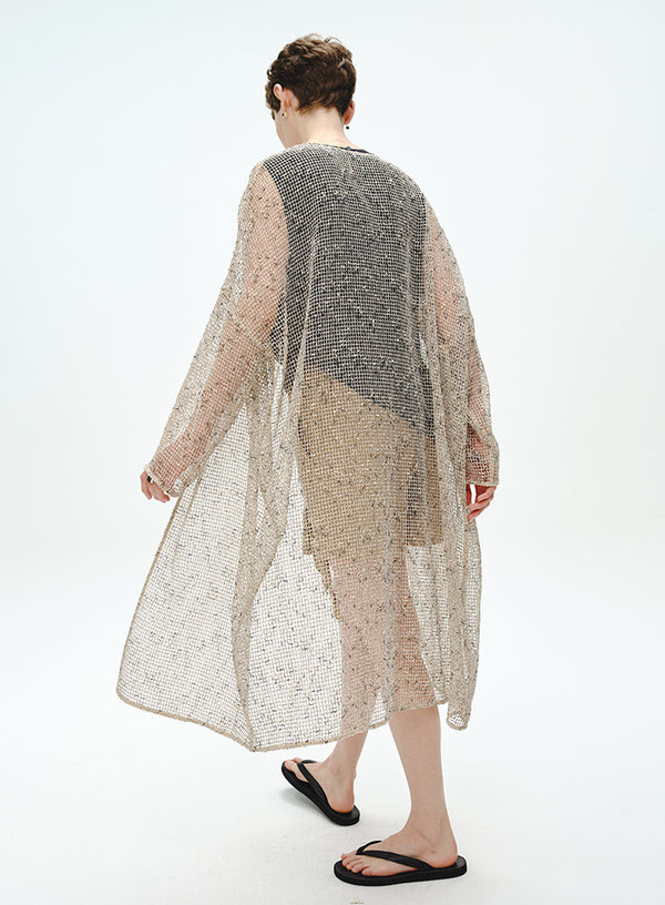 Hulstrikket cardigan i hør