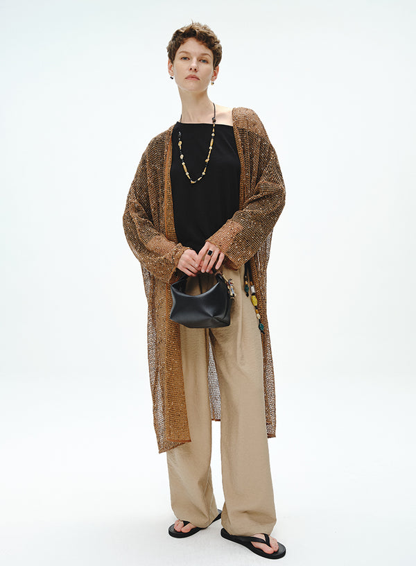 Hulstrikket cardigan i hør