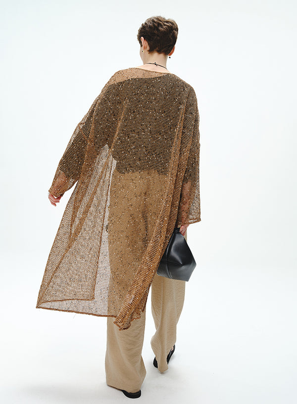 Hulstrikket cardigan i hør