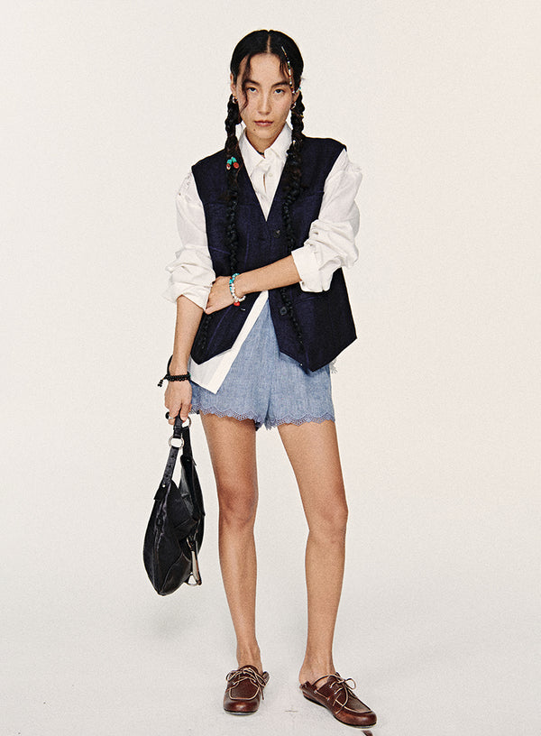 Linen Denim Vest