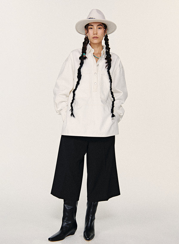 Oversized Denim Pullover Shirt