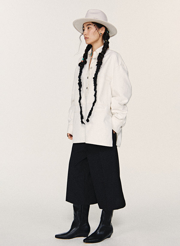 Oversized Denim Pullover Shirt