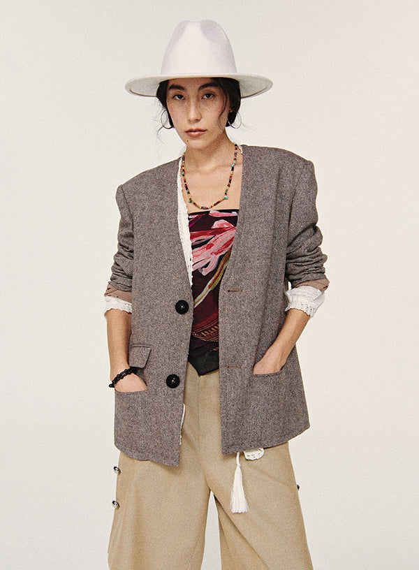 Retro Wool Suit Jacket