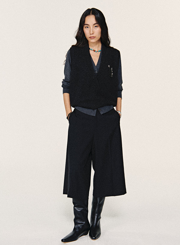 Cashmere dyb V-hals vest