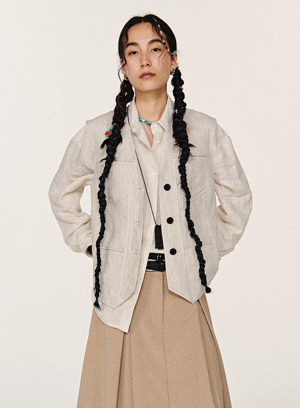 Sommer linned stribet skjorte