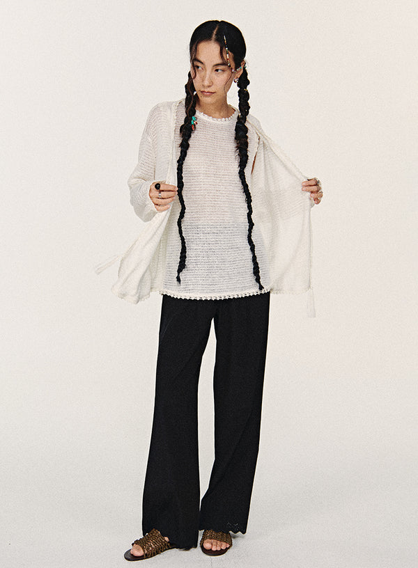 Hulstrikket cardigan i hør