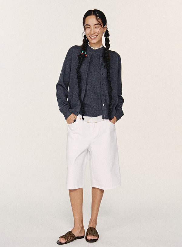 Hvide Casual denimshorts i bomuld