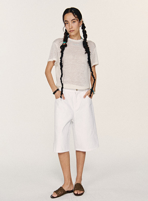 Hvide Casual denimshorts i bomuld