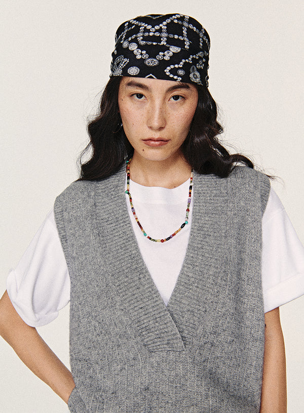 Cashmere dyb V-hals vest