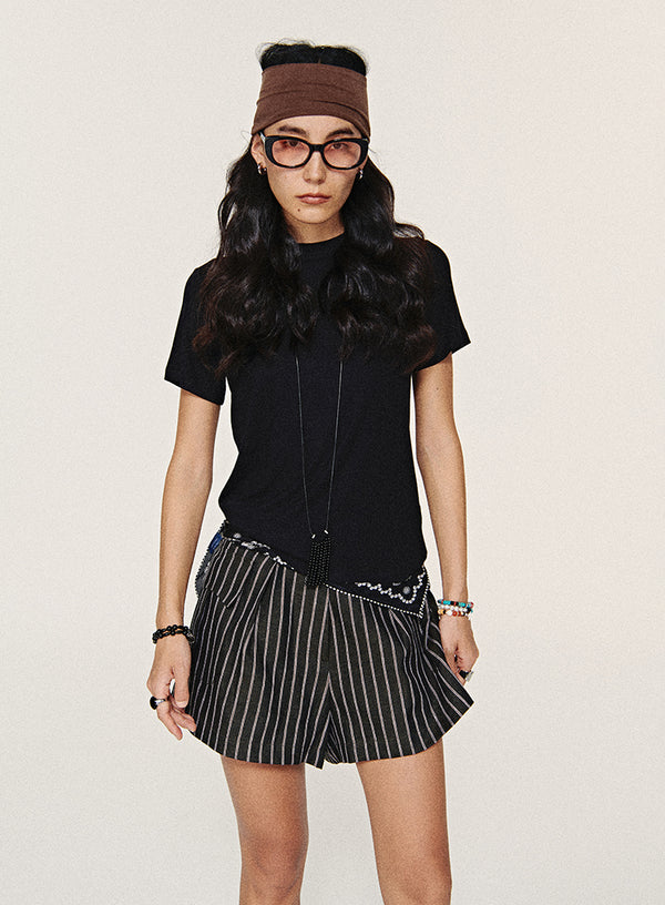 Sommer linned stribede shorts