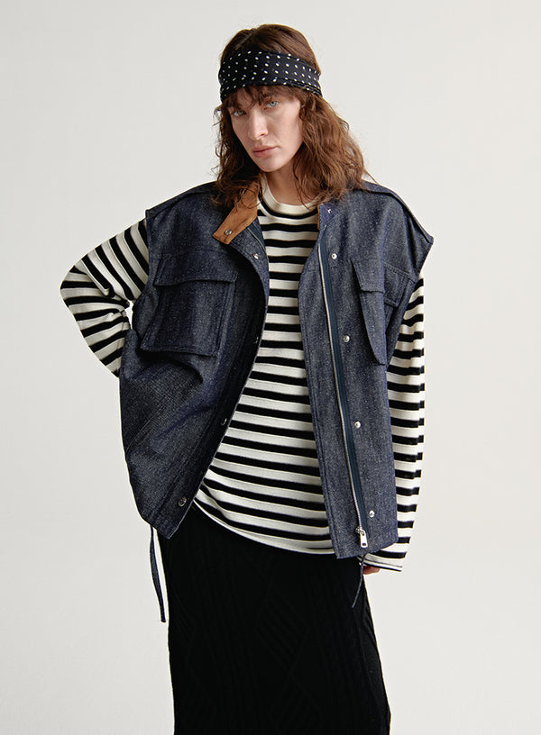 Denim Moto Biker Vest
