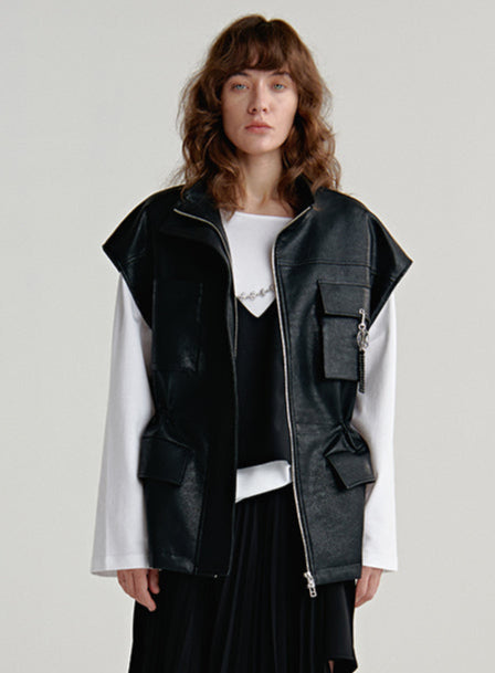 Leather Moto Biker Vest