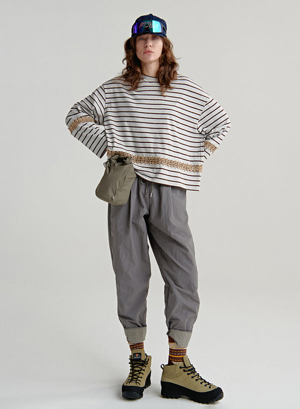 Linen Lace Stripe Top