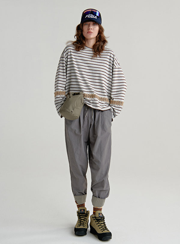 Linen Lace Stripe Top