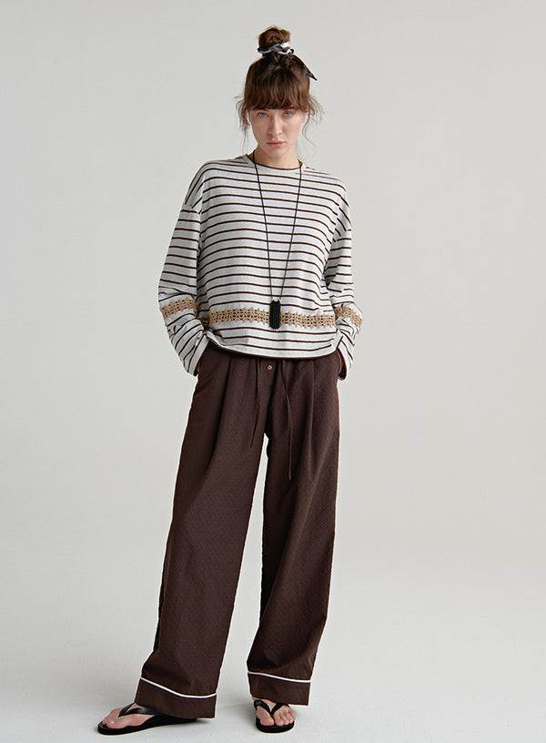 Linen Lace Stripe Top