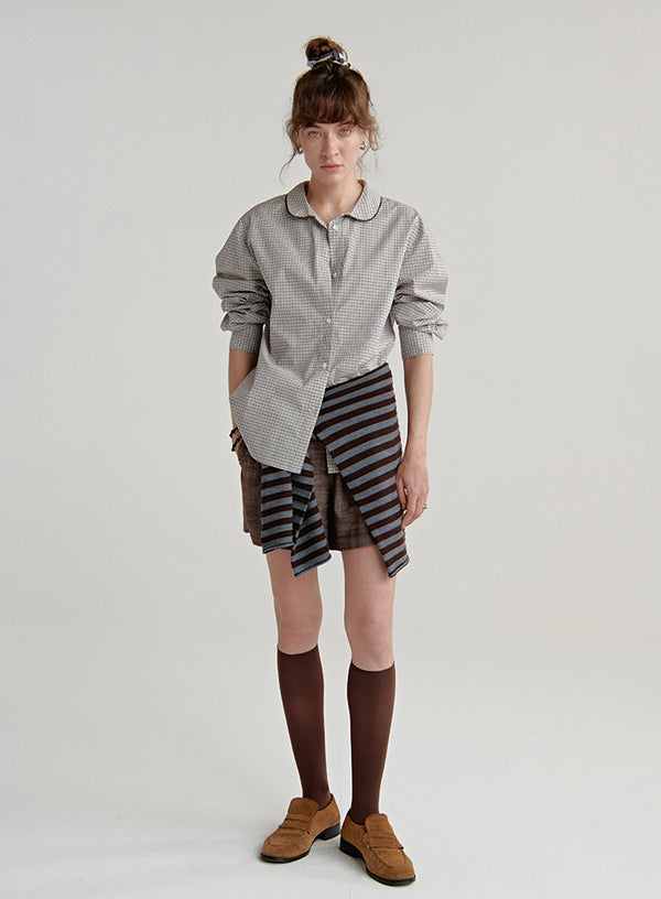 Lace Collar Plaid Blouse