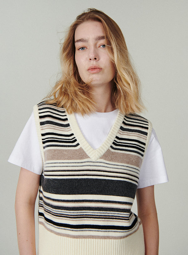 Wool Cashmere Striped Vest Top