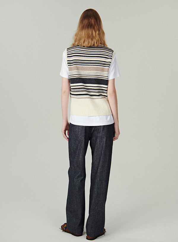 Wool Cashmere Striped Vest Top
