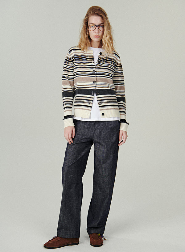 Wool Cashmere Striped Cardigan