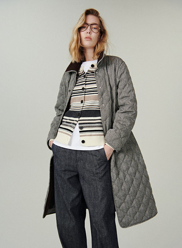 Wool Cashmere Striped Cardigan