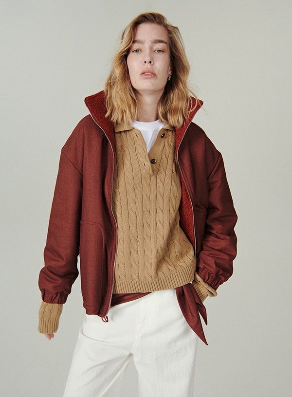 Cable Knit Polo Sweater