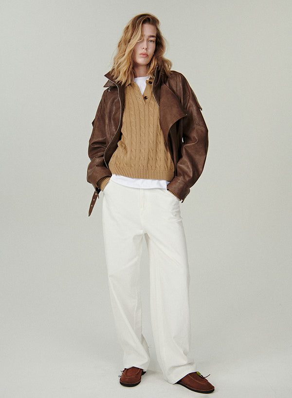 Cable Knit Polo Sweater