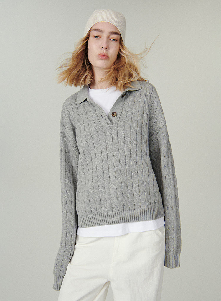 Cable Knit Polo Sweater – Infftru