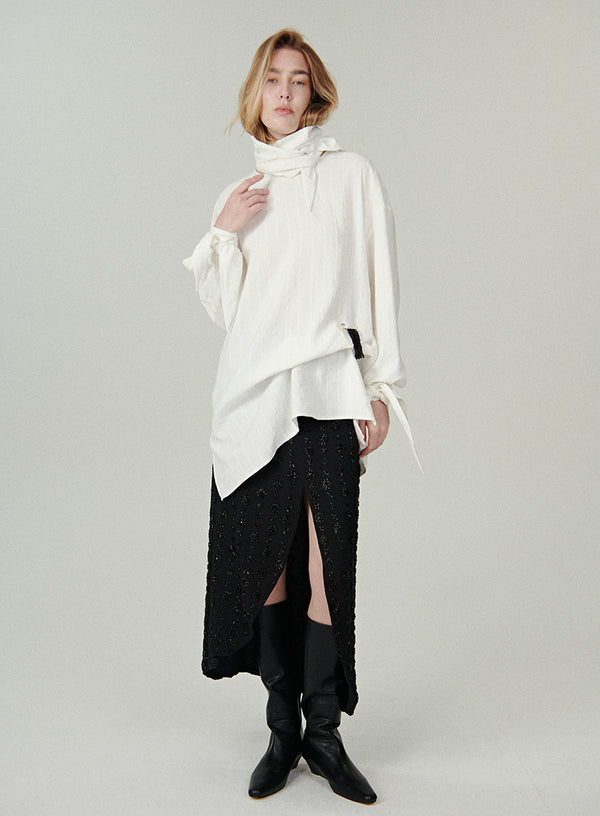 Ribbon Tie Long Shirt