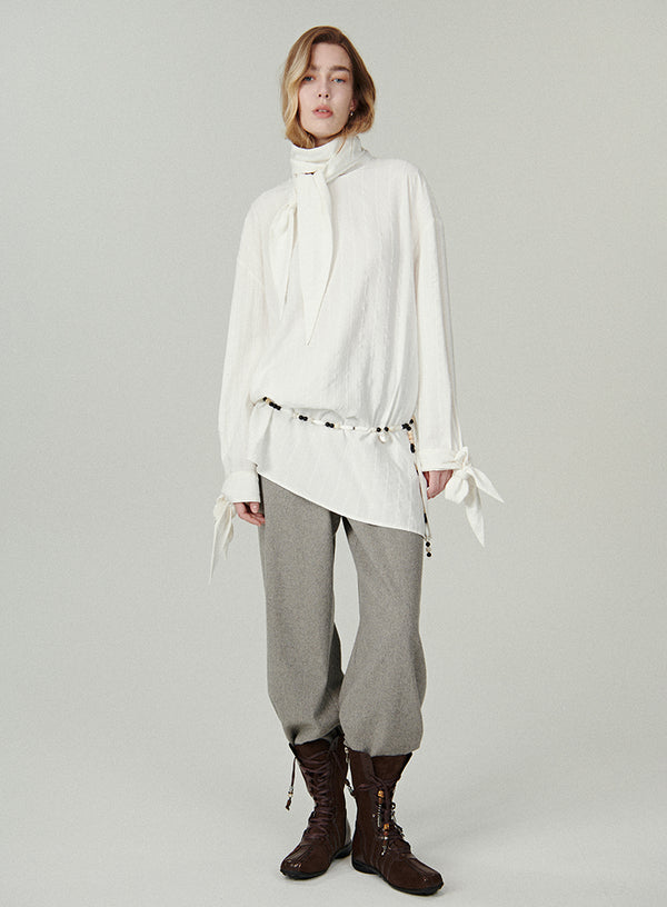 Ribbon Tie Long Shirt