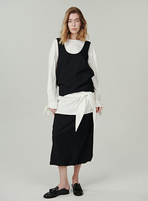 Sort/rød Hepburn plisseret nederdel