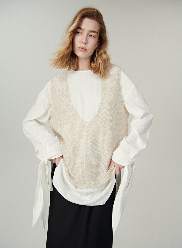 Ribbon Tie Long Shirt