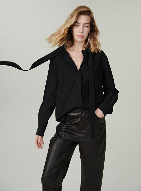 Chic Wrap Collar Shirt