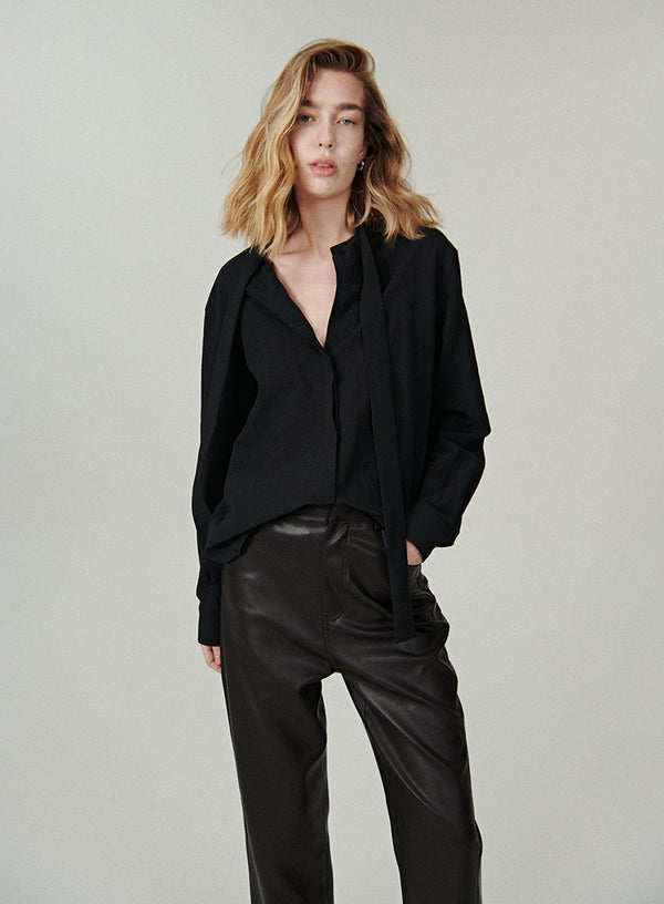 Chic Wrap Collar Shirt