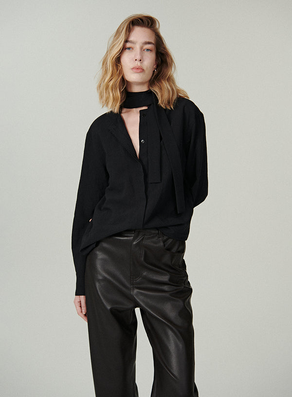 Chic Wrap Collar Shirt