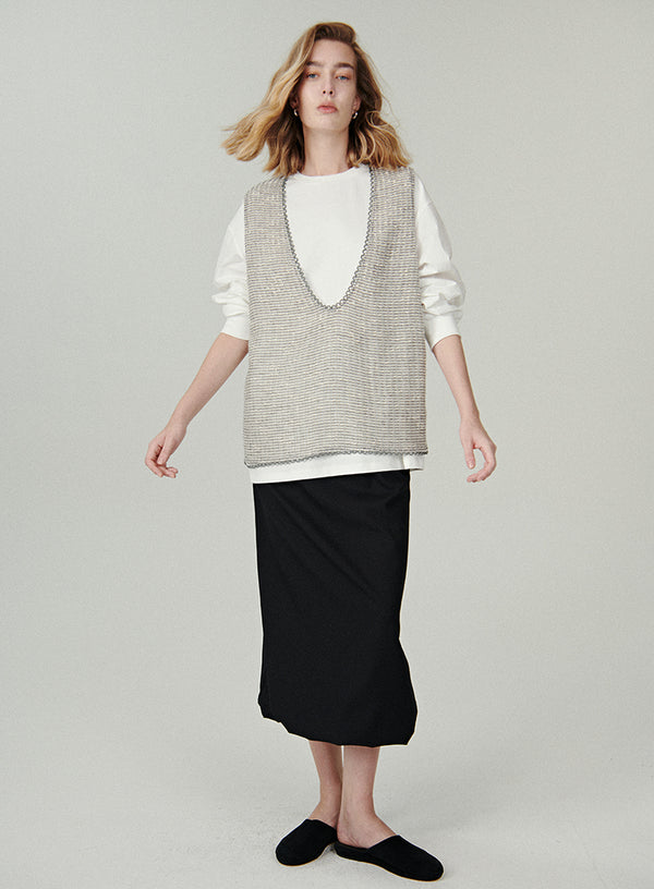 Sort/rød Hepburn plisseret nederdel