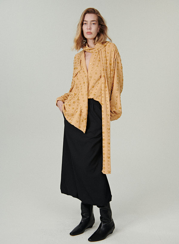 Sort/rød Hepburn plisseret nederdel