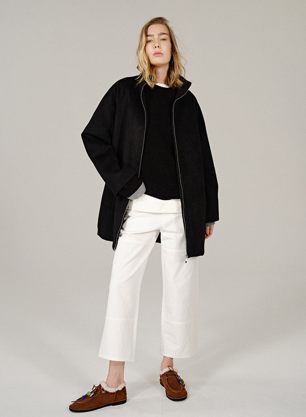 Turtleneck Wool Blend Coat