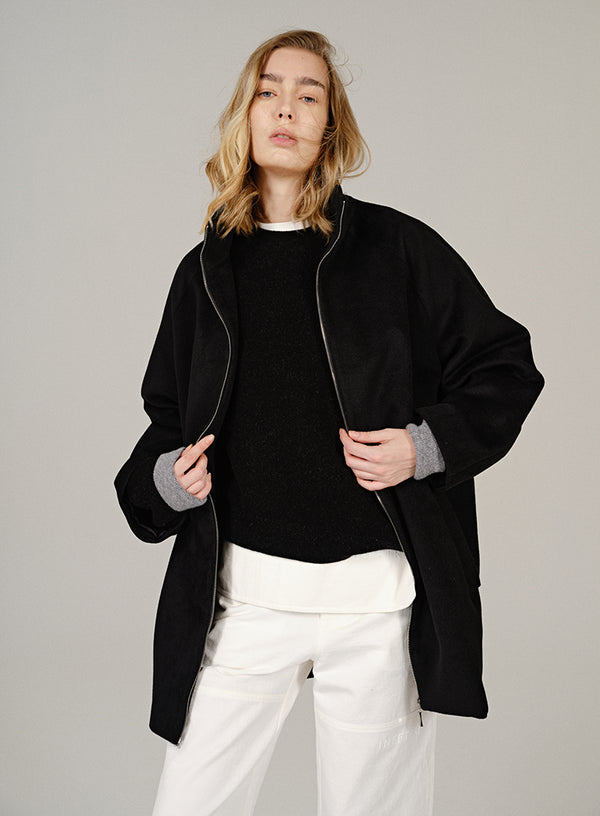 Turtleneck Wool Blend Coat