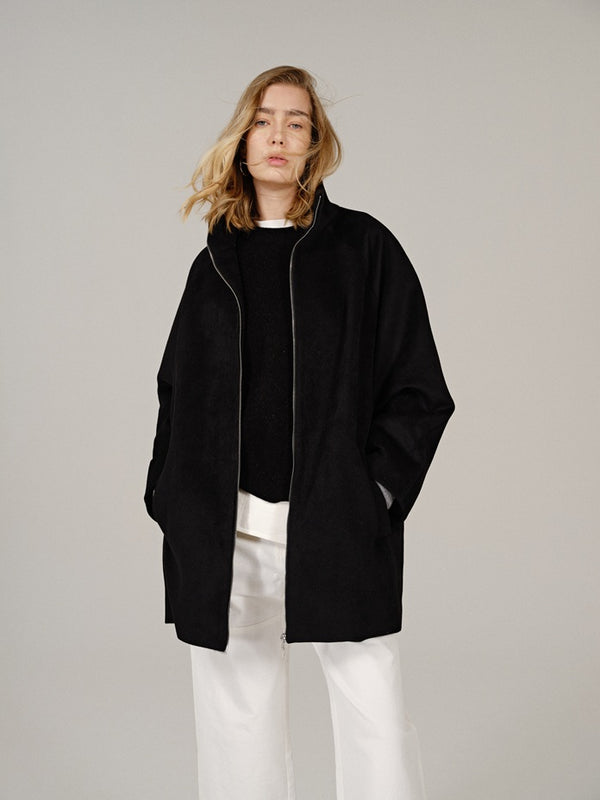 Turtleneck Wool Blend Coat