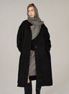 Checkered Scarf Wool Coat