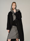 Checkered Scarf Wool Coat