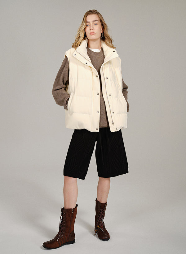 Luxury White Down Vest Coat