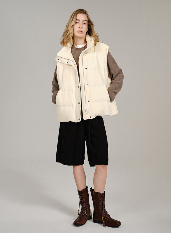 Luxury White Down Vest Coat