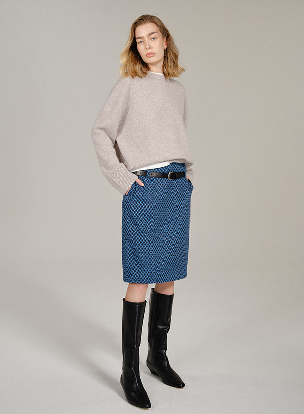 Plaid Wool Pencil Skirt